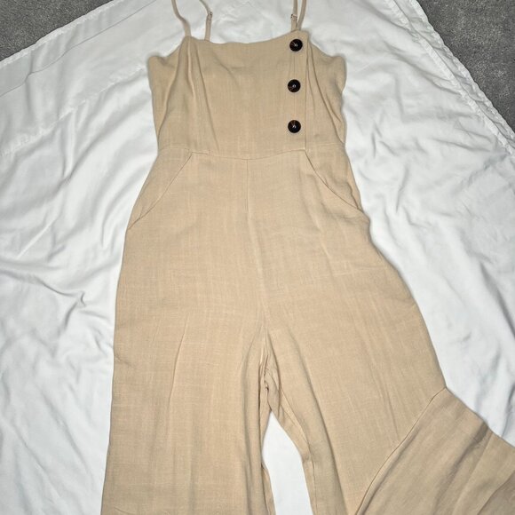 Forever 21 Women's Wideleg Jumpsuit in Taupe - US Small - Picture 4 of 9